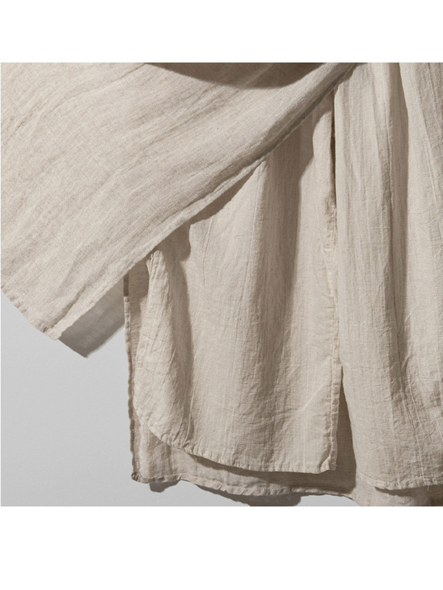 Pantalones tipo falda de lino para mujer con pierna ancha