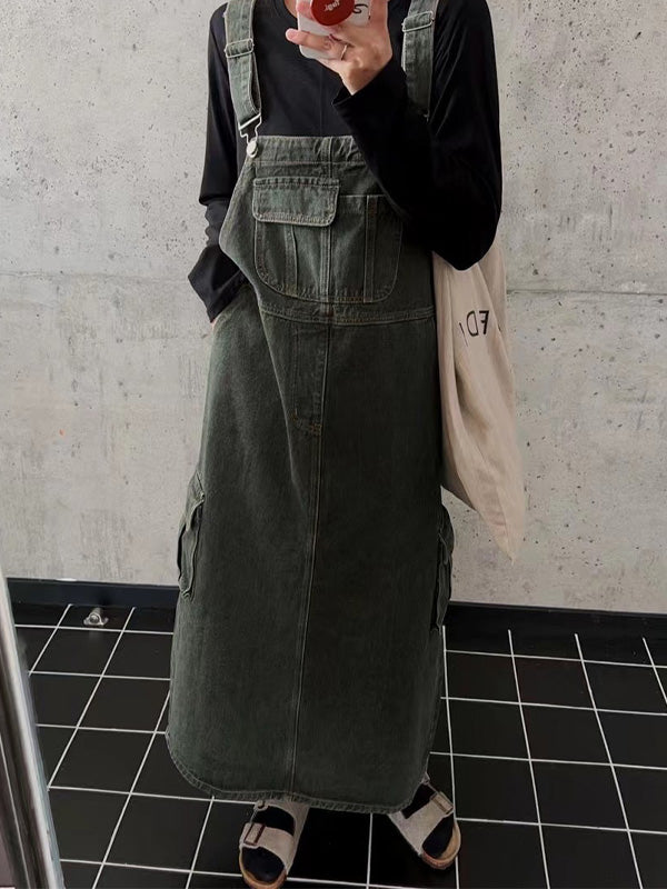 Vestido overol con bolsillos cargo para mujer