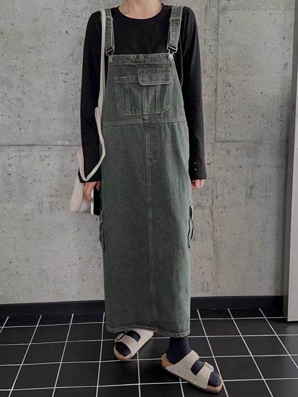 Vestido overol con bolsillos cargo para mujer