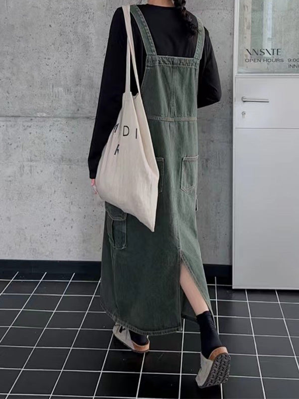 Vestido overol con bolsillos cargo para mujer
