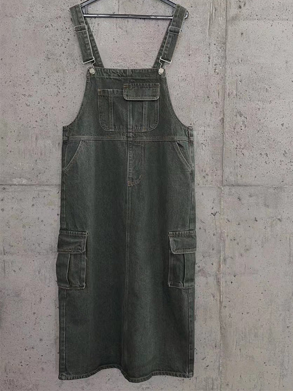 Vestido overol con bolsillos cargo para mujer