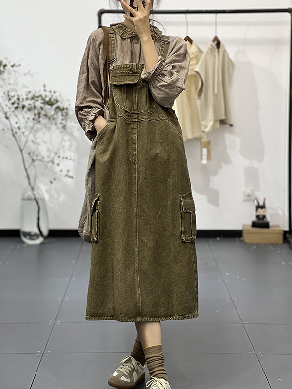 Vestido overol con bolsillos cargo para mujer