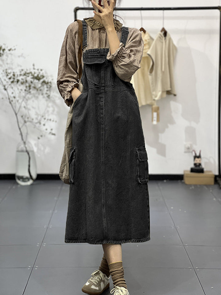 Vestido overol con bolsillos cargo para mujer