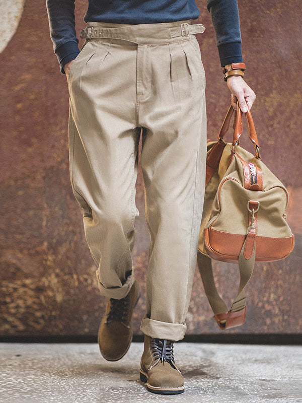 Pantalón Gurkha Vintage para Hombre de Corte Recto Casual