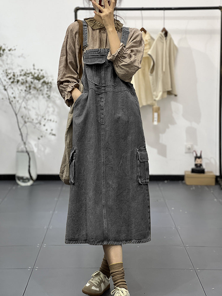 Vestido overol con bolsillos cargo para mujer