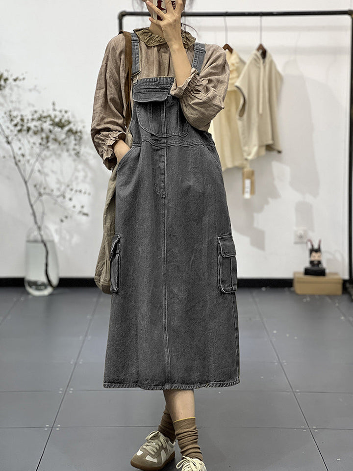 Vestido overol con bolsillos cargo para mujer