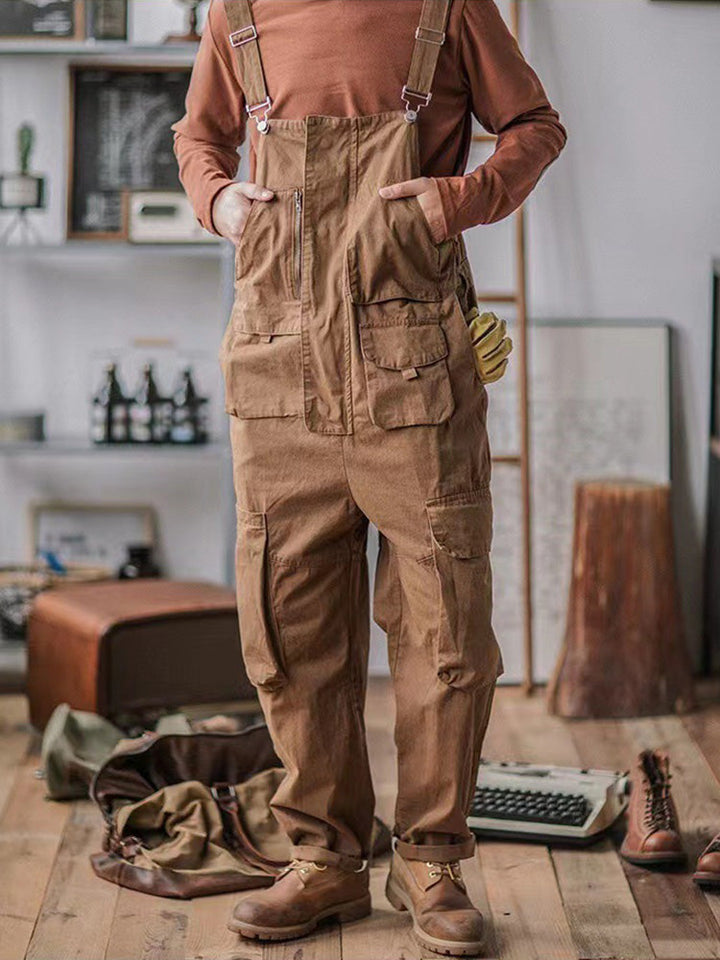 Overol con pechera para hombre con bolsillos extra grandes
