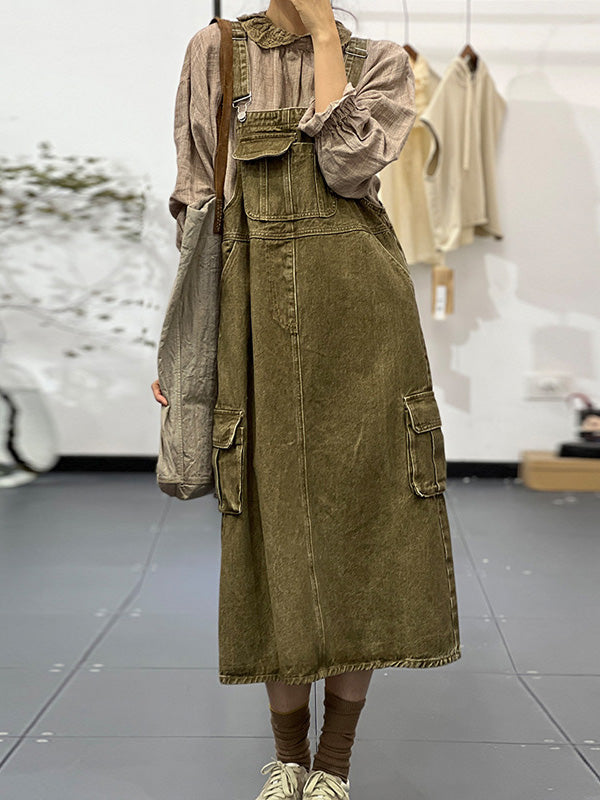 Vestido overol con bolsillos cargo para mujer