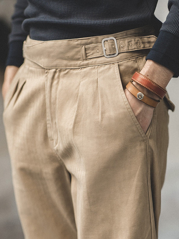 Pantalón Gurkha Vintage para Hombre de Corte Recto Casual