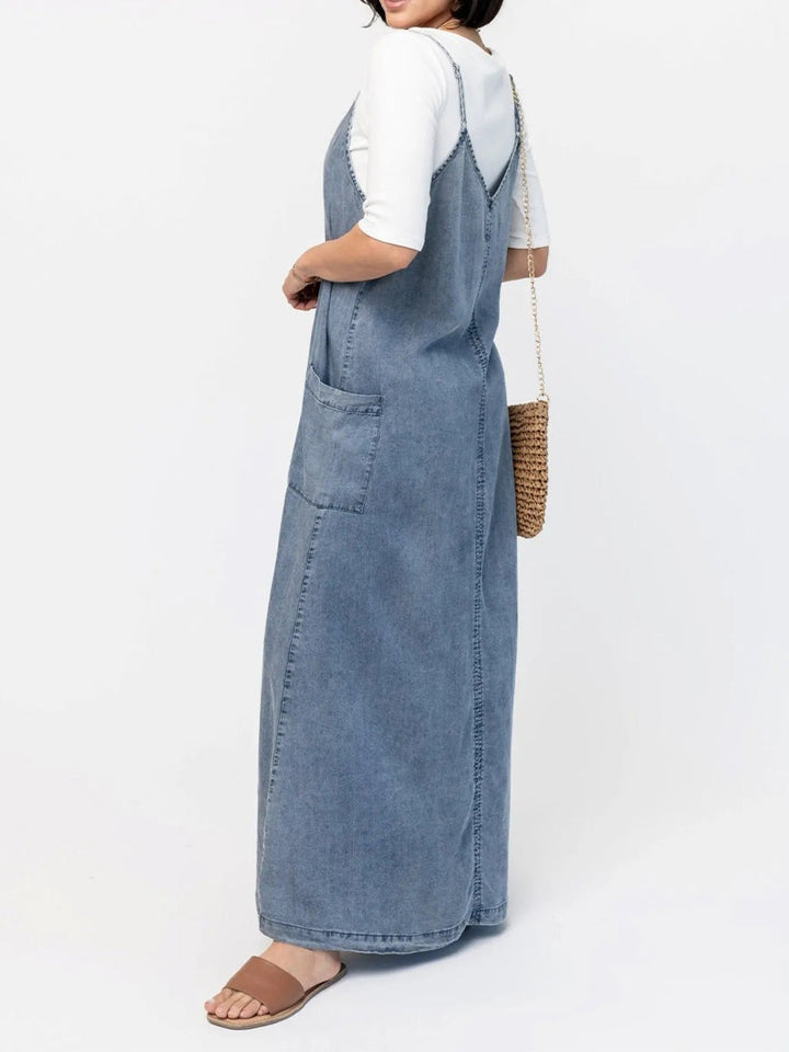 Vestido maxi de mezclilla para mujer con corte holgado