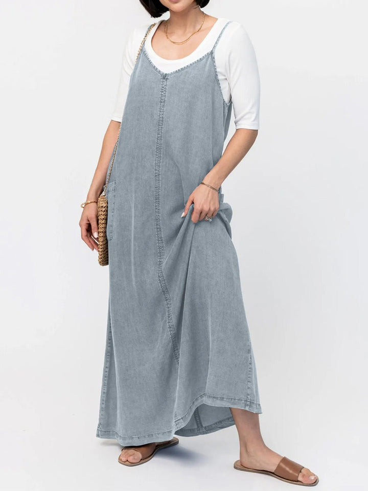 Vestido maxi de mezclilla para mujer con corte holgado