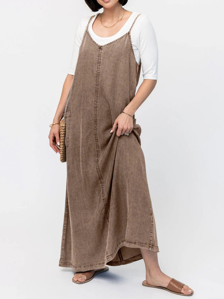 Vestido maxi de mezclilla para mujer con corte holgado