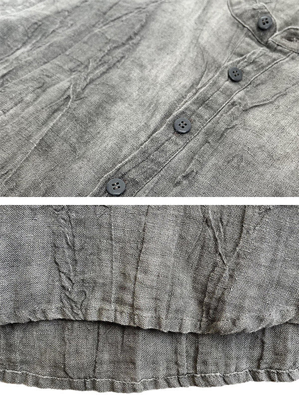 Camisa Henley de manga corta 100 % lino para hombre