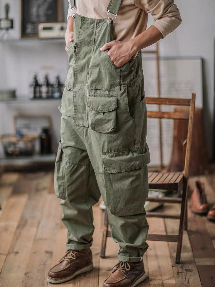 Overol con pechera para hombre con bolsillos extra grandes