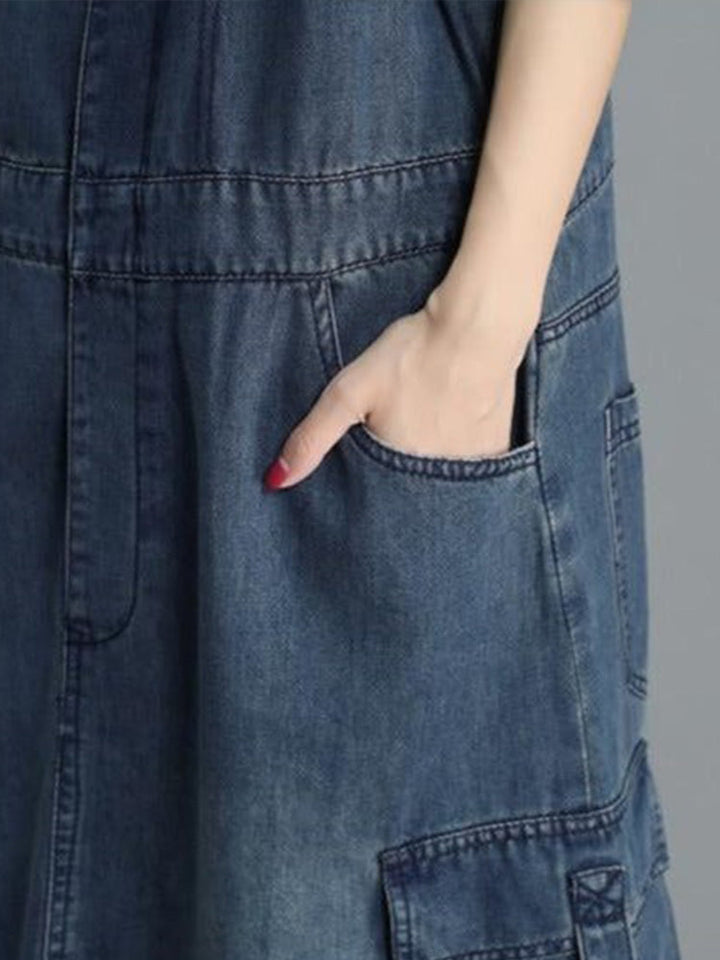 Vestido overol de mezclilla holgado para mujer