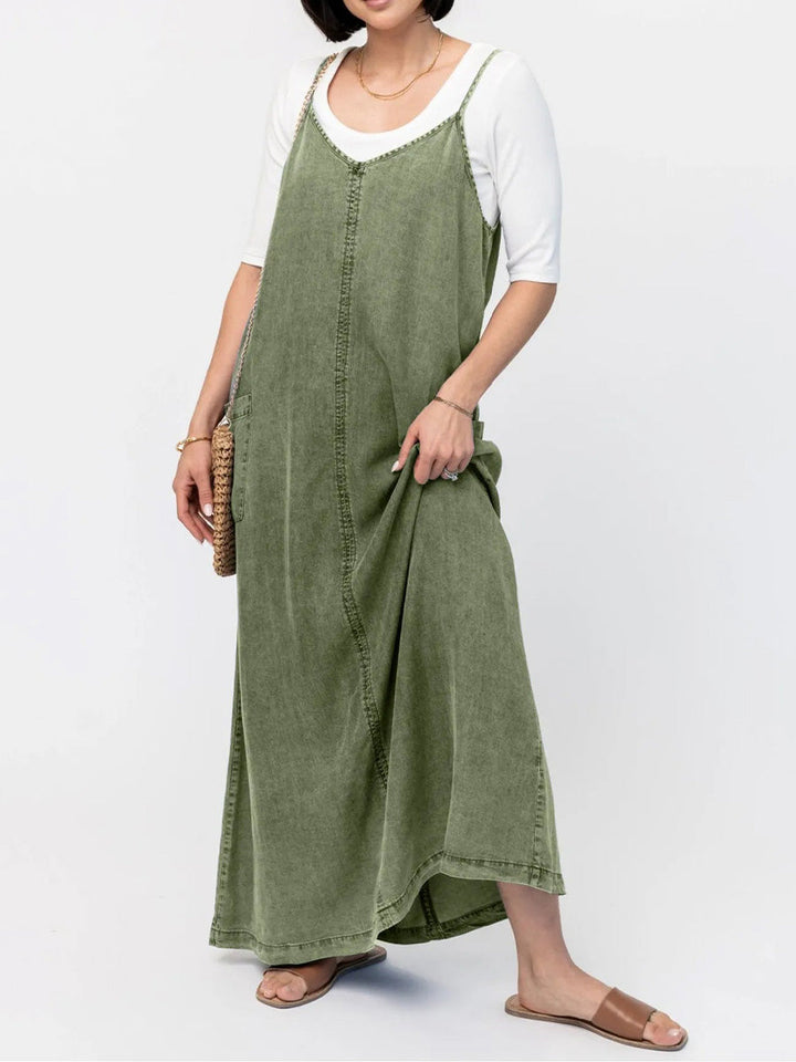 Vestido maxi de mezclilla para mujer con corte holgado