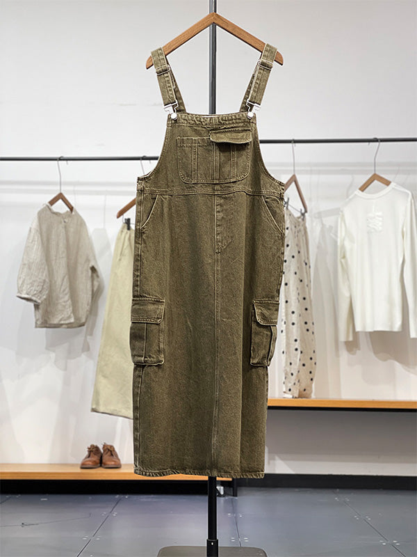 Vestido overol con bolsillos cargo para mujer