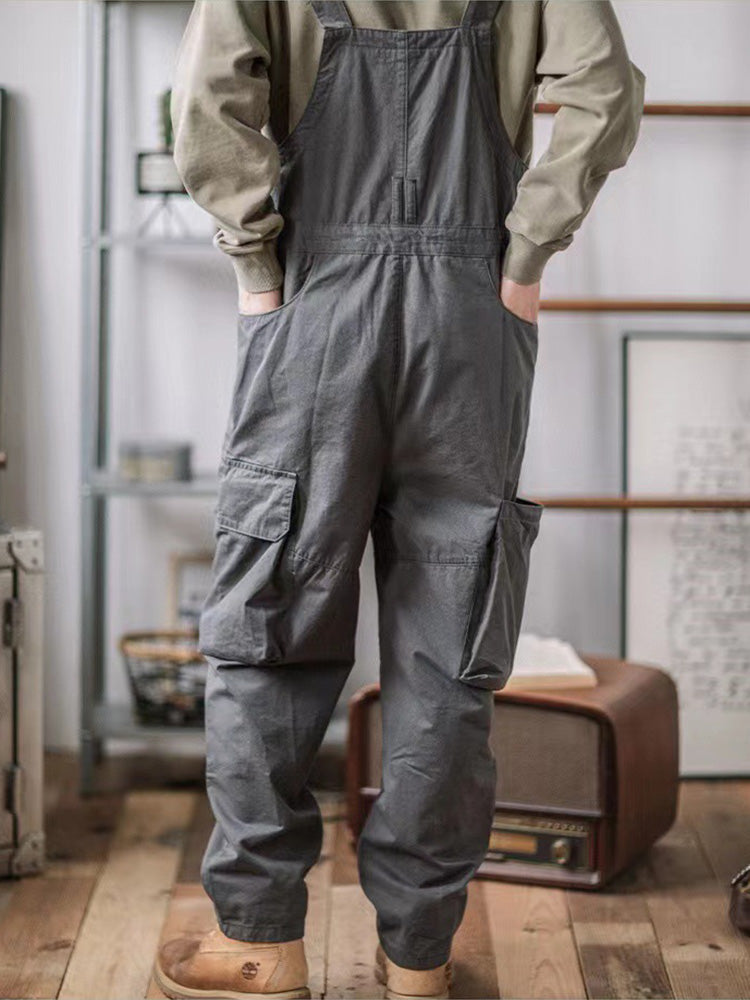 Overol con pechera para hombre con bolsillos extra grandes