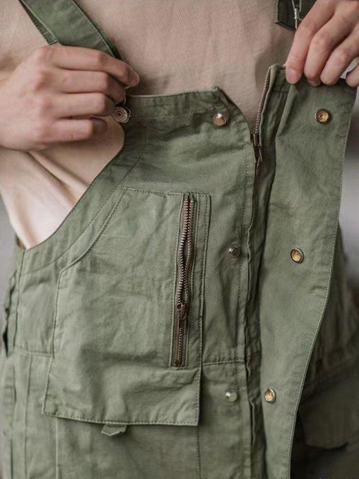Overol con pechera para hombre con bolsillos extra grandes