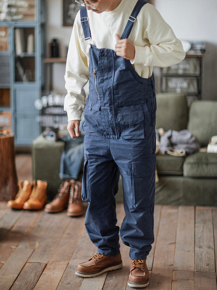 Overol con pechera para hombre con bolsillos extra grandes