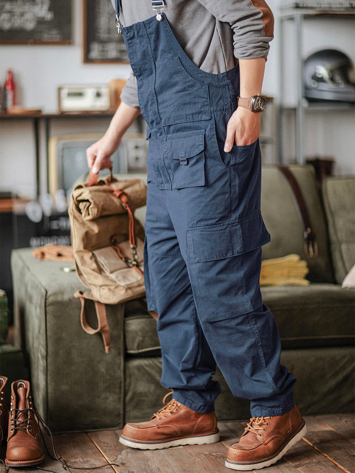 Overol con pechera para hombre con bolsillos extra grandes