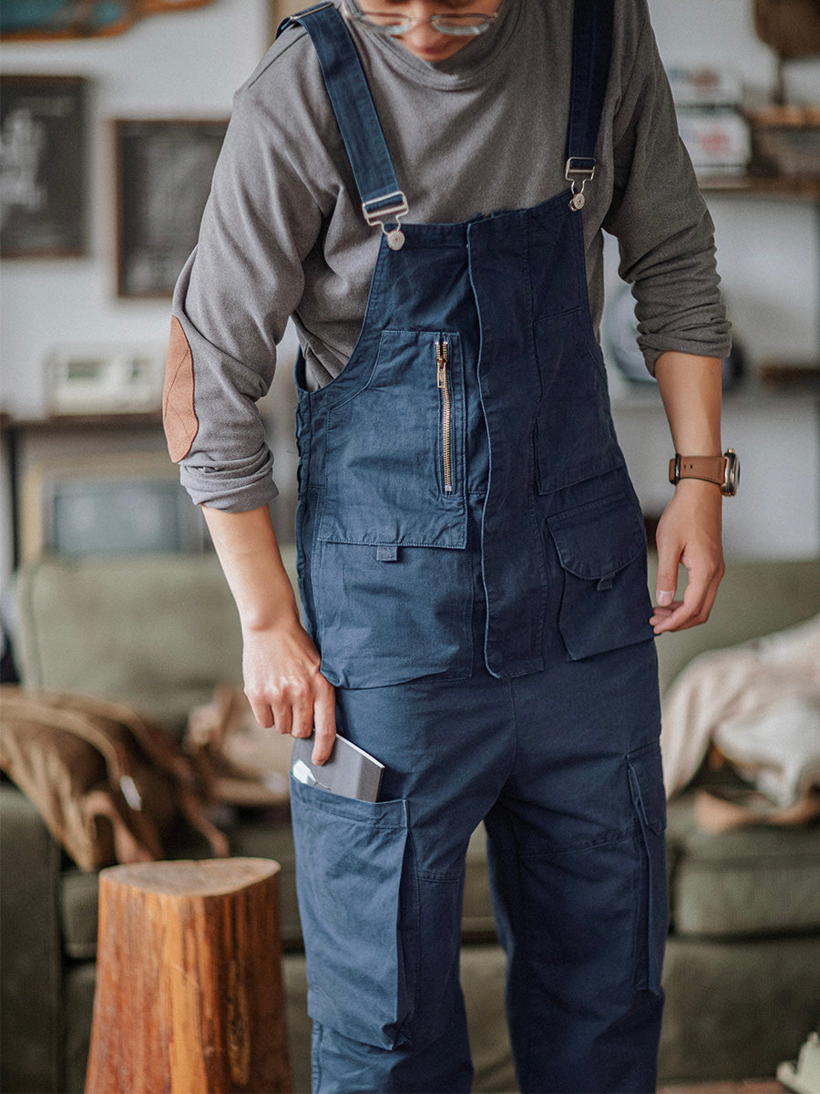 Overol con pechera para hombre con bolsillos extra grandes