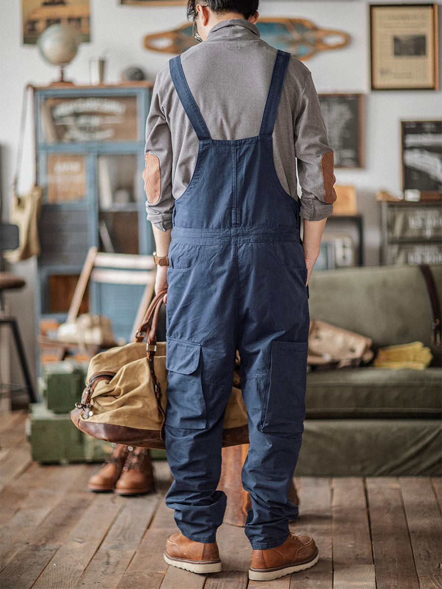 Overol con pechera para hombre con bolsillos extra grandes