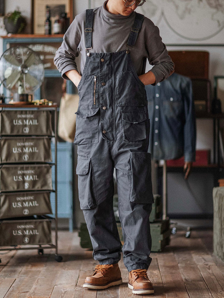 Overol con pechera de lona para hombre con bolsillos extra grandes