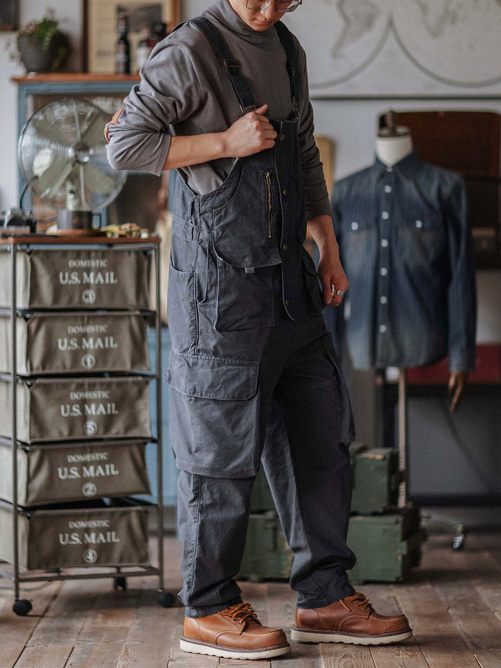 Overol con pechera de lona para hombre con bolsillos extra grandes