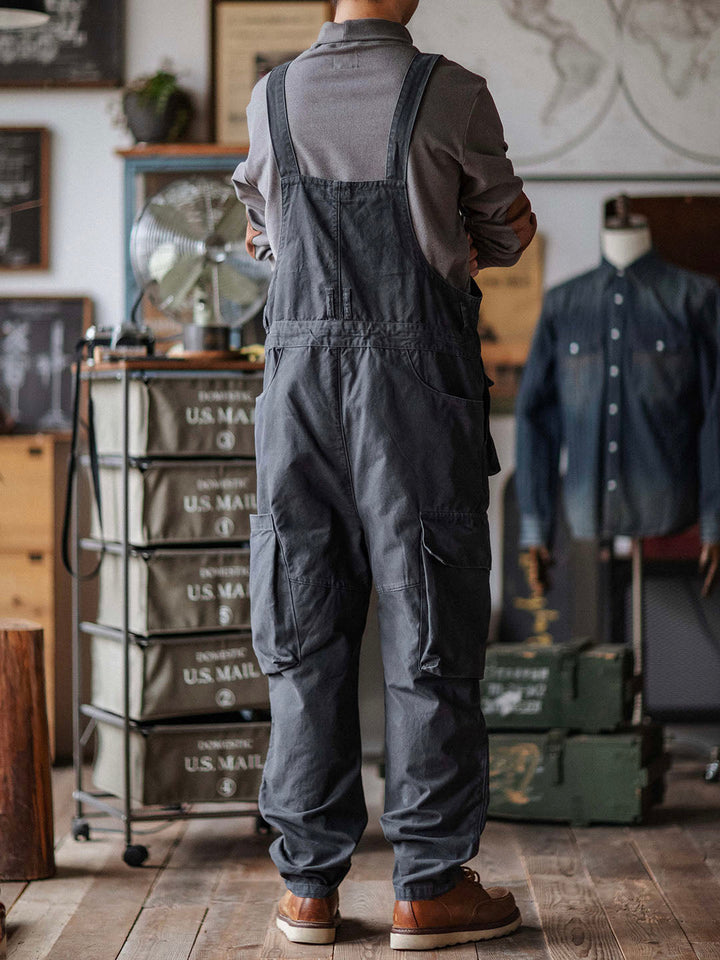Overol con pechera de lona para hombre con bolsillos extra grandes