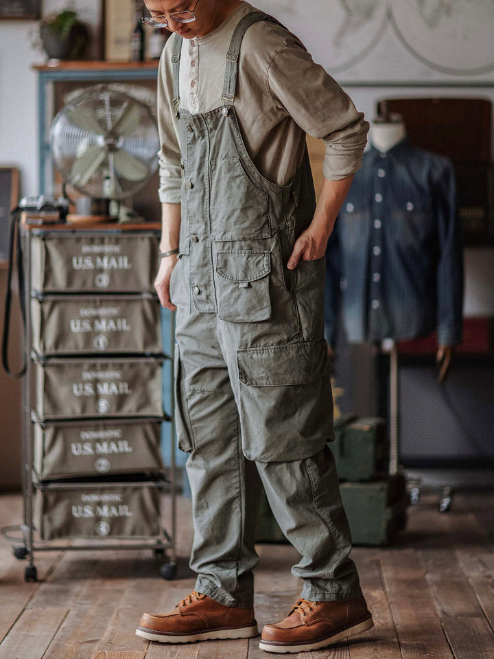 Overol con pechera de lona para hombre con bolsillos extra grandes