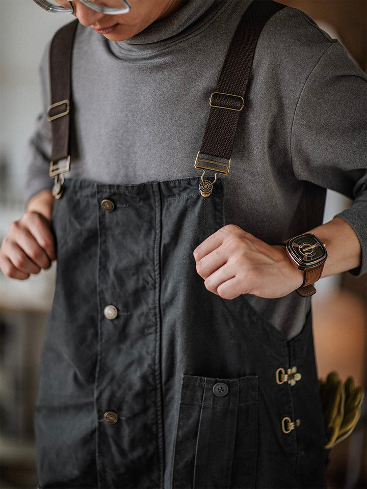 Overoles de lona con botones para hombre