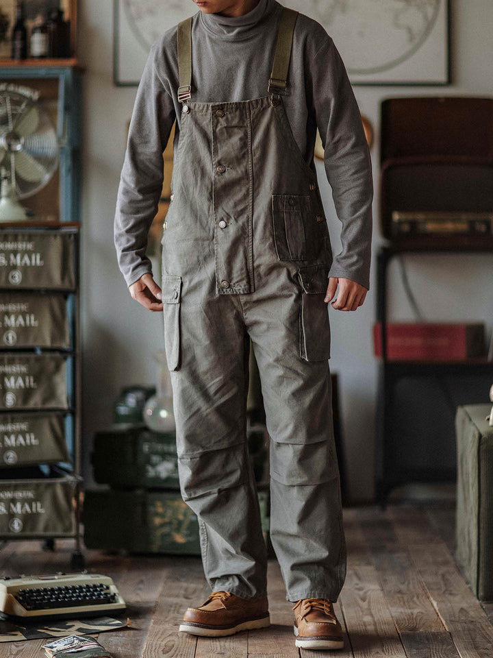 Overoles de lona con botones para hombre