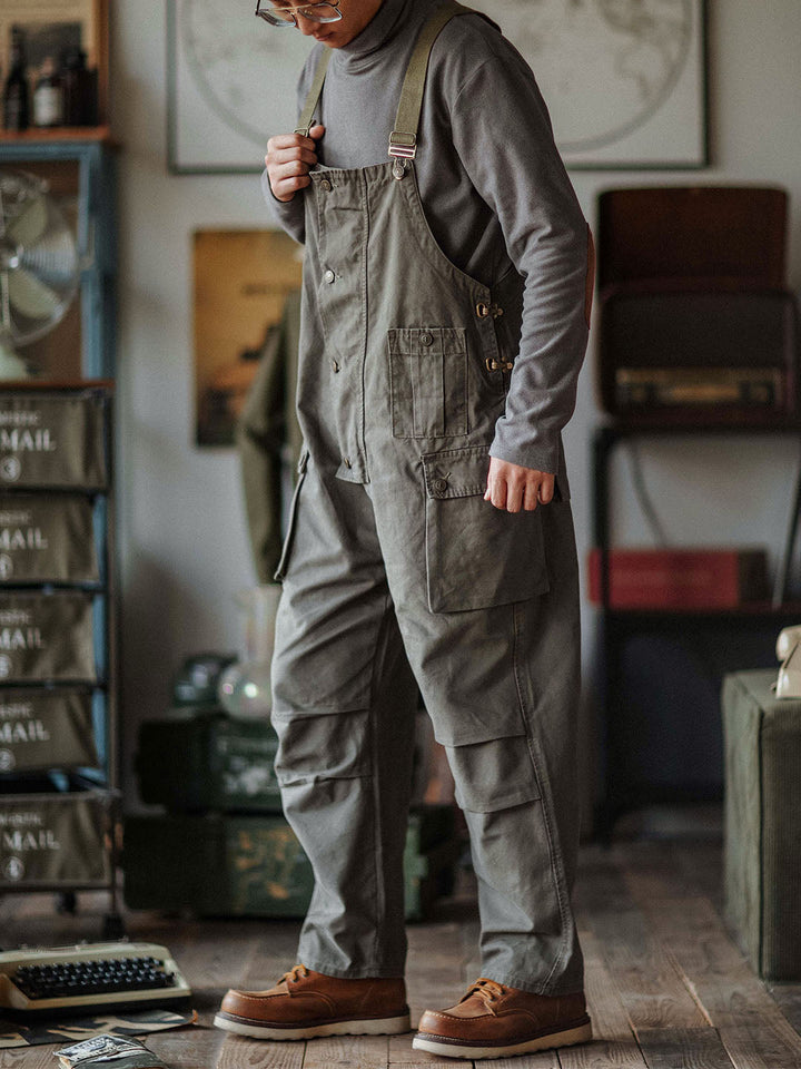 Overoles de lona con botones para hombre