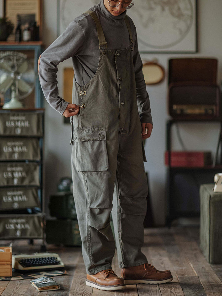 Overoles de lona con botones para hombre