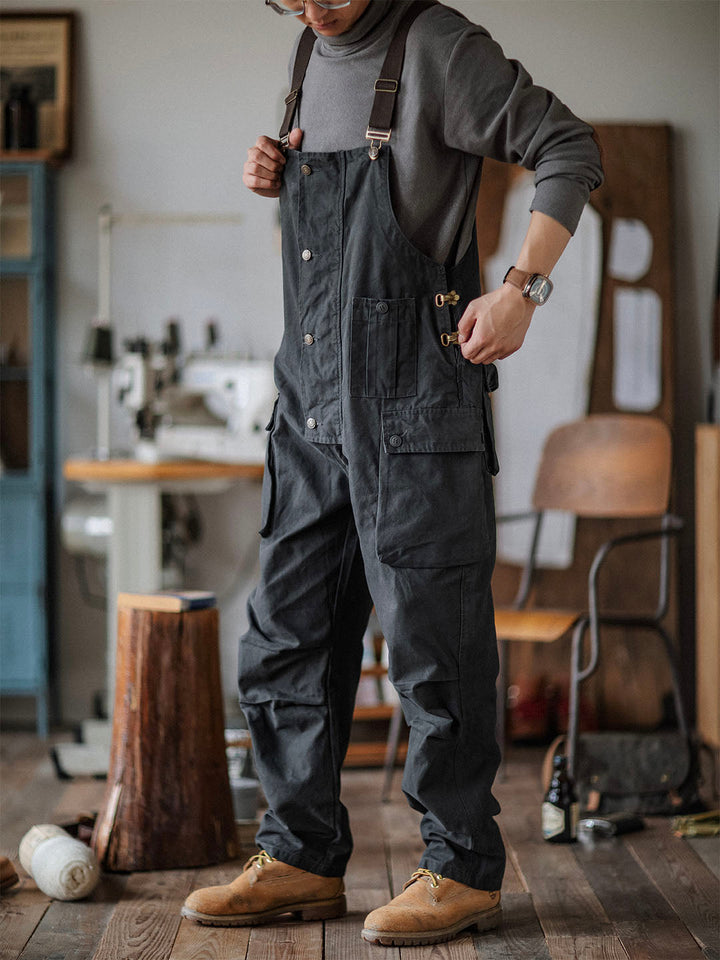 Overoles de lona con botones para hombre