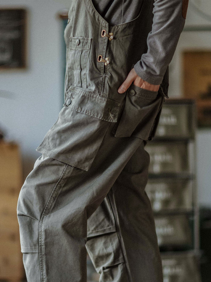 Overoles de lona con botones para hombre