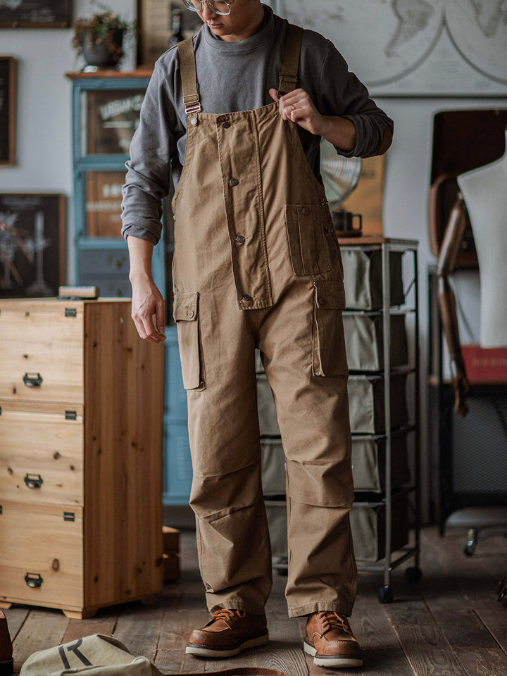 Overoles de lona con botones para hombre
