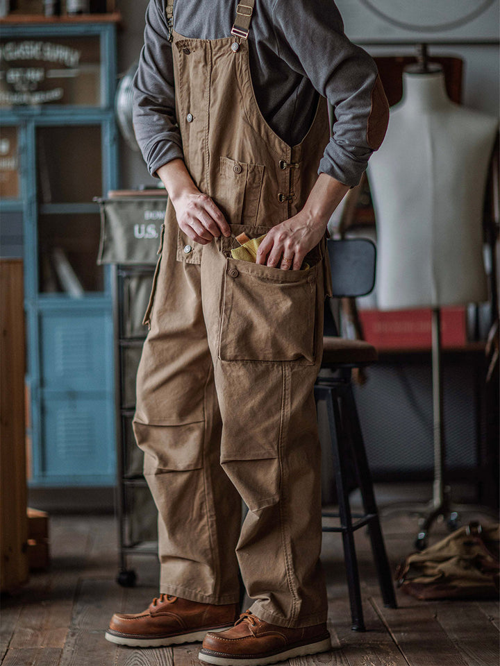 Overoles de lona con botones para hombre
