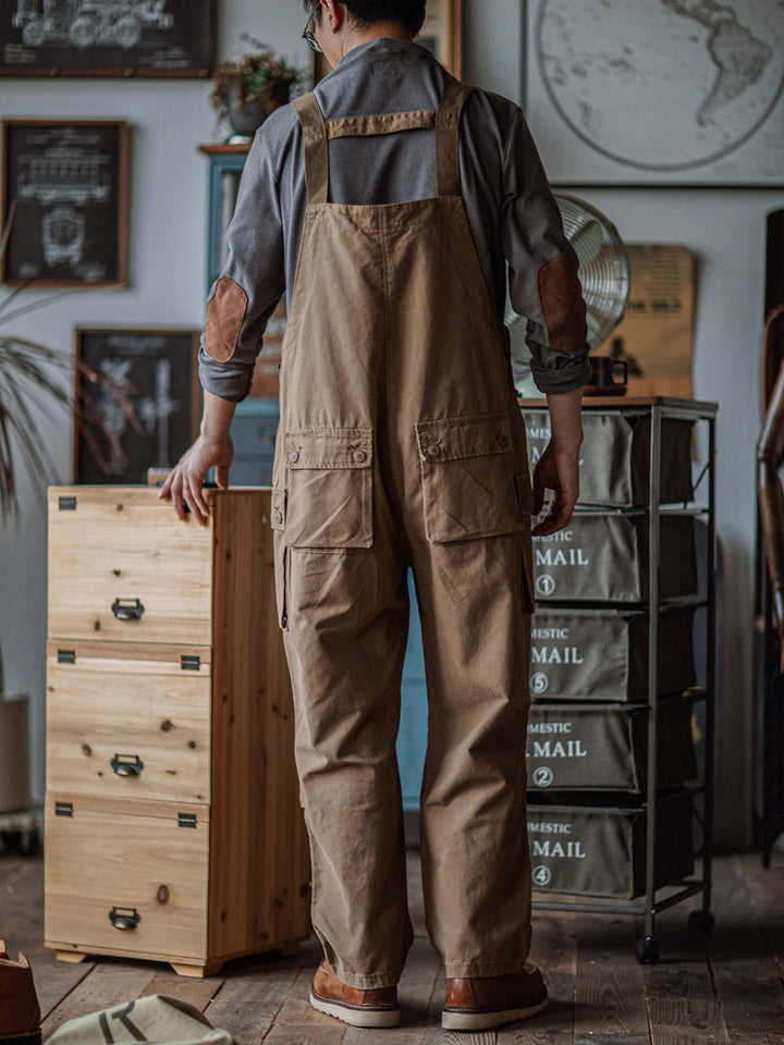 Overoles de lona con botones para hombre