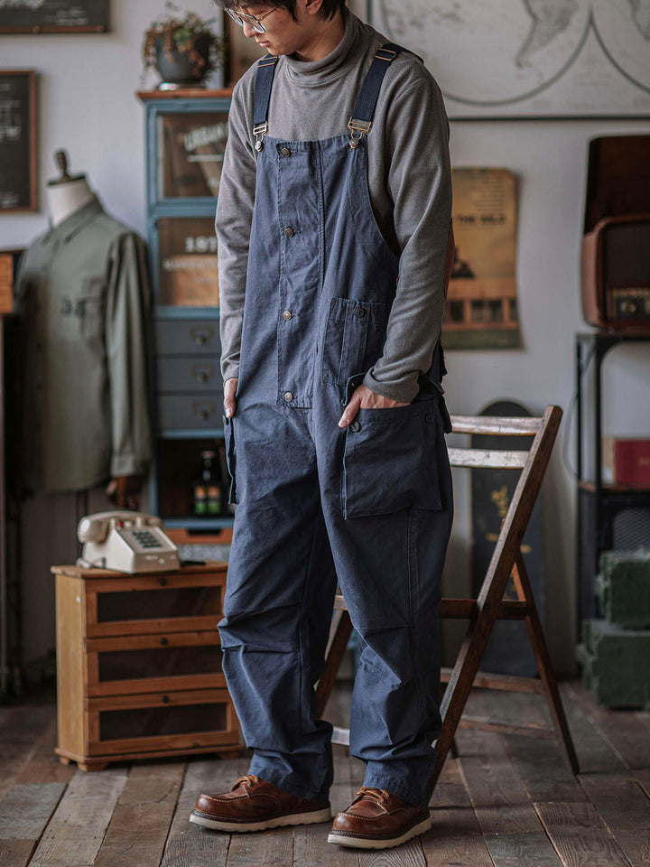 Overoles de lona con botones para hombre