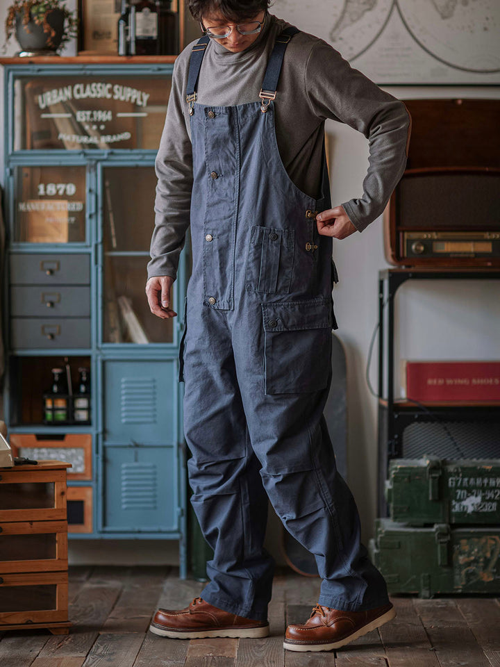 Overoles de lona con botones para hombre