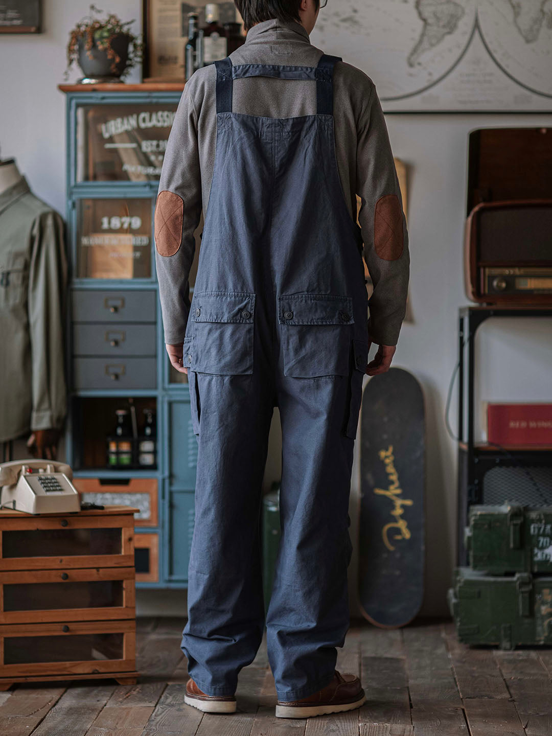 Overoles de lona con botones para hombre