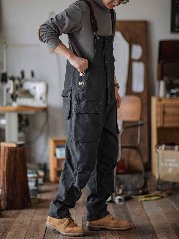 Overoles de lona con botones para hombre