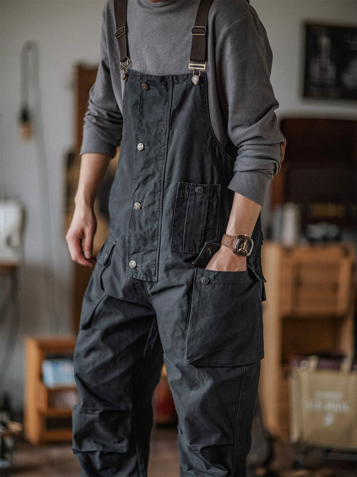 Overoles de lona con botones para hombre
