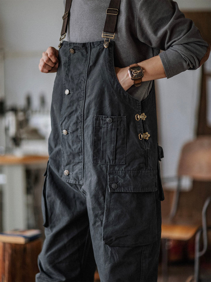 Overoles de lona con botones para hombre