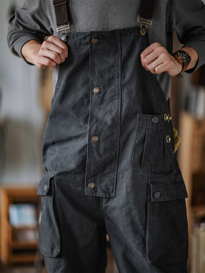 Overoles de lona con botones para hombre
