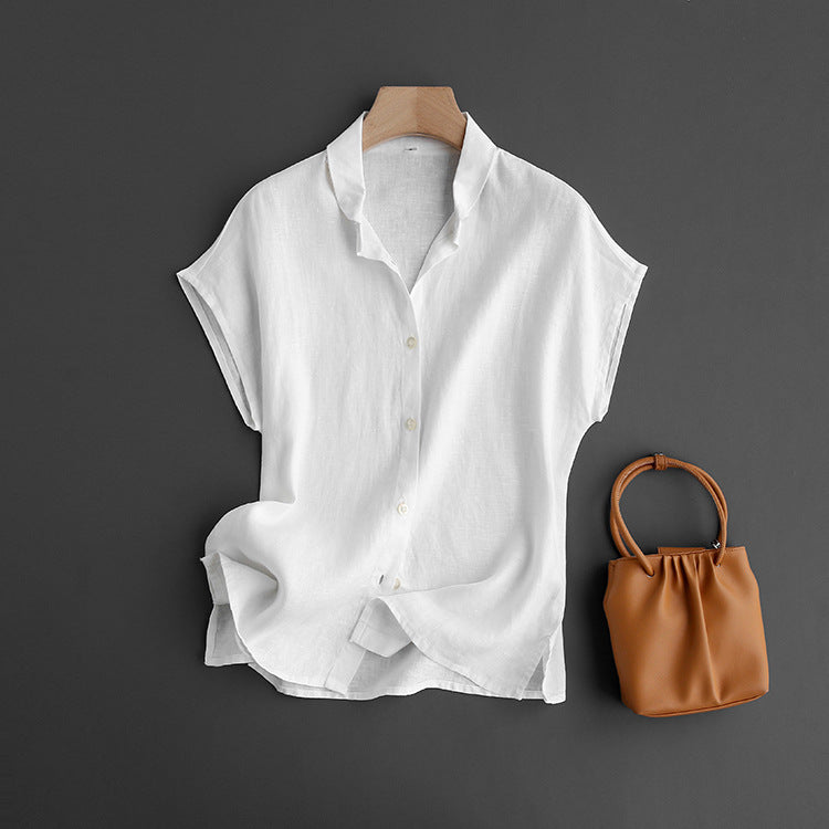 Camisa de manga corta para mujer 100% lino