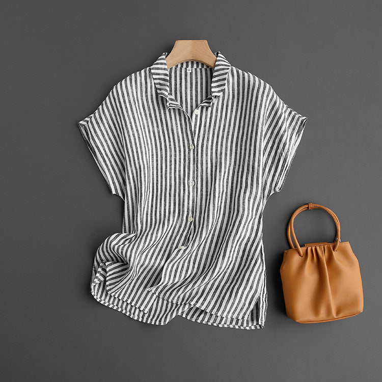 Camisa de manga corta para mujer 100% lino
