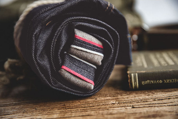 Jeans de mezclilla cruda estilo retro americano para hombre